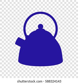 Kettle sign illustration. Vector. Blue icon on transparent background.
