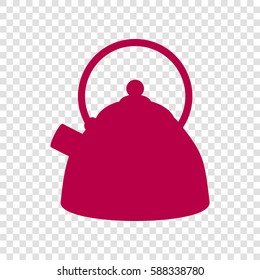 Kettle sign illustration. Vector. Bordo icon on transparent background.