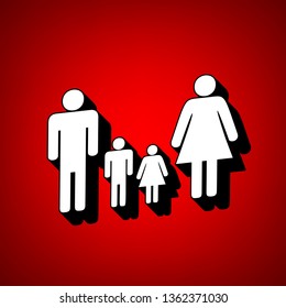 Kettle sign illustration. Vector. Perspective view of white icon with black outline at reddish background.
