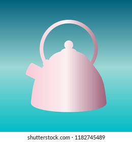 Kettle sign illustration. Vector. Pink bronze gradient icon at turquoise gradient background.