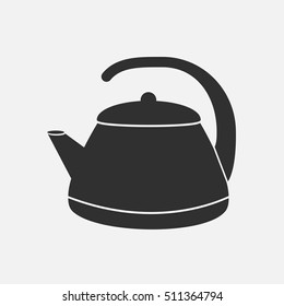 Kettle silhouette isolated on white background. Flat vector illustration