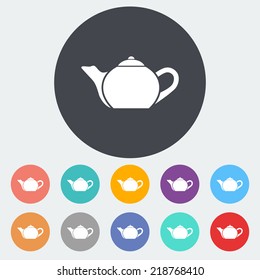 Kettle. Single flat icon on the circle. Vector illustration.
