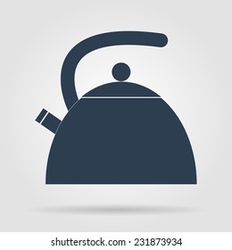 Kettle. Single flat icon on the circle. Vector illustration