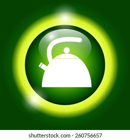 Kettle. Single flat icon on the circle. Vector illustration
