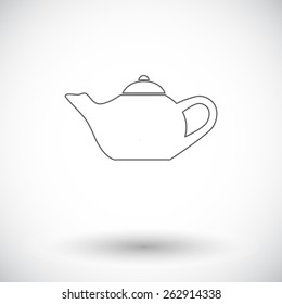 Kettle. Single flat icon on white background. Vector illustration.