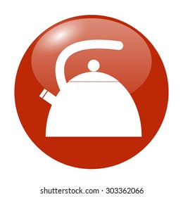 Kettle. Single flat icon on the circle. Vector illustration