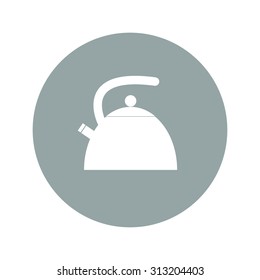 Kettle. Single flat icon on the circle. Vector illustration