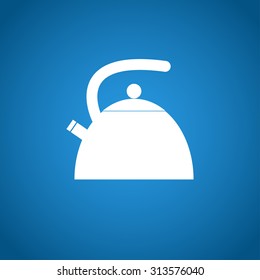 Kettle. Single flat icon on the circle. Vector illustration