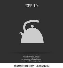 Kettle. Single flat icon on the circle. Vector illustration