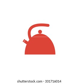 Kettle. Single flat icon on the circle. Vector illustration