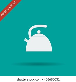 Kettle. Single flat icon on the circle. Vector illustration