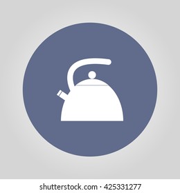 Kettle. Single flat icon on the circle. Vector illustration