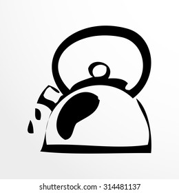 Kettle. Sketch style. Isolated on white background.