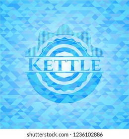 Kettle sky blue emblem with triangle mosaic background