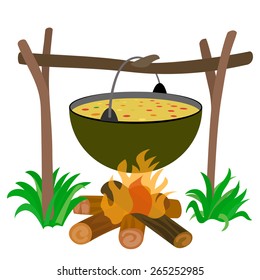  Kettle of Soup in Campfire