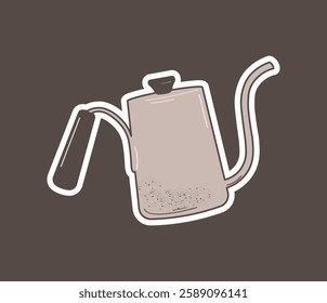 Kettle sticker. Flat vector illustration of teapot. 