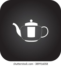 Kettle with strainer simple icon on square  background