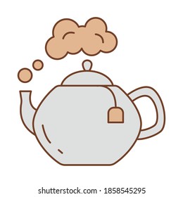 kettle tea pot hot fill style icon vector illustration design