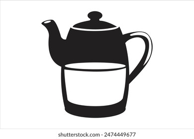 Kettle Tea Pot Icon black and white Vector Design