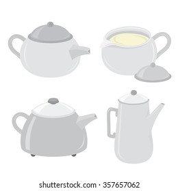 Kettle Teakettle Pot Cartoon Vector