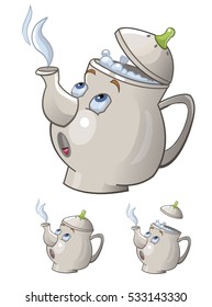 kettle, teapot cartoon. vector illustration