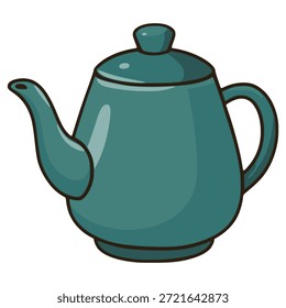 Wasserkocher Teekanne Getränk flache Farbe Vektor Illustration Template Design