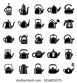 Kettle teapot icons set. Simple illustration of 25 kettle teapot vector icons for web