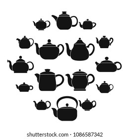 Kettle teapot icons set. Simple illustration of 16 kettle teapot alcohol logo vector icons for web