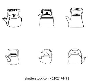 Kettle teapot icons set. Simple illustration of 6 kettle teapot logo vector icons for web