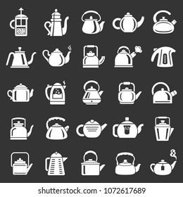 Kettle teapot icons set vector white isolated on grey background 