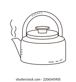 Kettle, teapot isolated on white background. Doodle style.