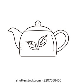 Kettle, teapot isolated on white. Doodle style.