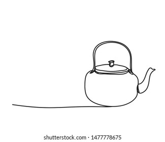 Kettle, teapot ,line drawing style, , vector design