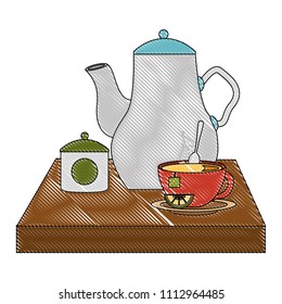 kettle teapot teacup sugar lemon spoon