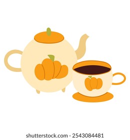 Kettle or teapot. Traditional tea kettle for hot beverage or water. Vector flat simple element, color illustration. For logo, sticker, print, web design, scrapbooking