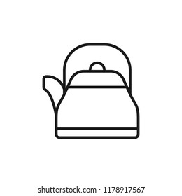 Kettle thin gray line icon. Outline web sign of teapot. Pot linear pictogram with different stroke width. Simple vector symbol, transparent background. Design Kettle editable stroke icon without fill