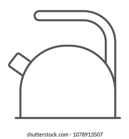 Kettle thin line icon, kitchen and cooking, teapot sign vector graphics, a linear pattern on a white background, eps 10.