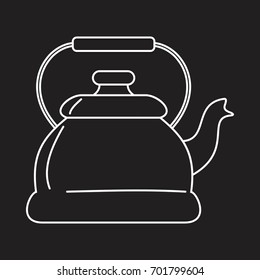 Kettle in thin line style icons vector illustration for design and web isolated on black background Kettle vector object for labels and logo
