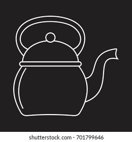 Kettle in thin line style icons vector illustration for design and web isolated on black background Kettle vector object for labels and logo
