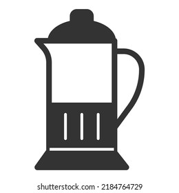Kettle mit transparentem Körper zum Teesbrauen - Symbol, Illustration auf weißem Hintergrund, Stil mit Glyph