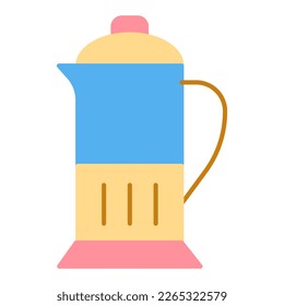 Kettle with a transparent body for brewing tea  - icon, illustration on white background, flat color style