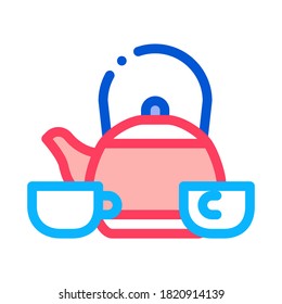 kettle and two cups icon vector. kettle and two cups sign. color symbol illustration