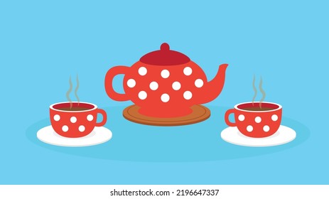 kettle and two cups of tea