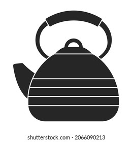 Icono negro vector Kettle. Tetera de ilustración de vector sobre fondo blanco. Icono de ilustración negra aislada del hervidor de agua.