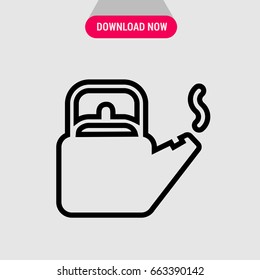 Kettle vector icon, Kettle with boiled water and vepor symbol. Simple, modern flat vector illustration for mobile app, website or desktop app 