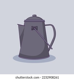 Kettle Vector Icon Illustration. Kitchenware Vector. Flat Cartoon Style Suitable for Web Landing Page, Banner, Flyer, Sticker, Wallpaper, Background
