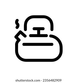 Icono de vector de Kettle, icono de estilo de esquema, de la colección de iconos de aventura, aislado en fondo blanco.