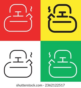 Kettle Vector Icon, Outline Stil Symbol, aus Abenteuer-Symbole Sammlung, einzeln auf rotem, gelbem, weißem und grünem Hintergrund.