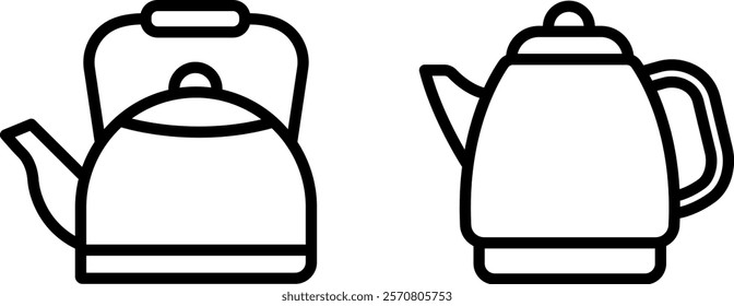 "Kettle Vector Icon Set: Modern and Classic Beverage Essentials"