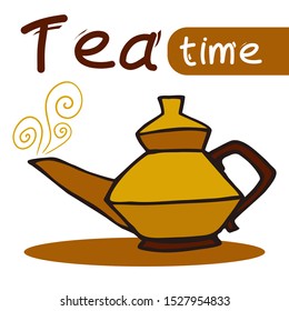 Kettle vector illustration hand drawing contours color